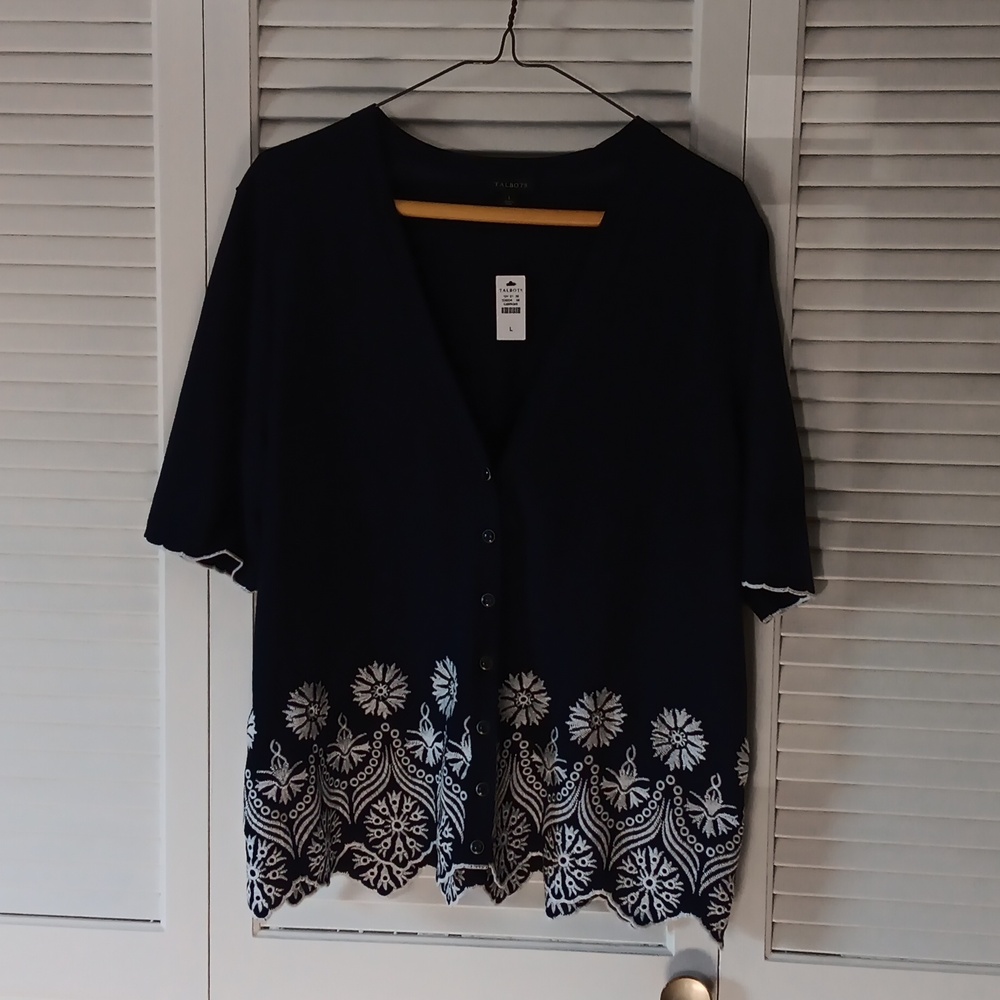 NWT Talbots Short Sleeve, Button Down Cardigan